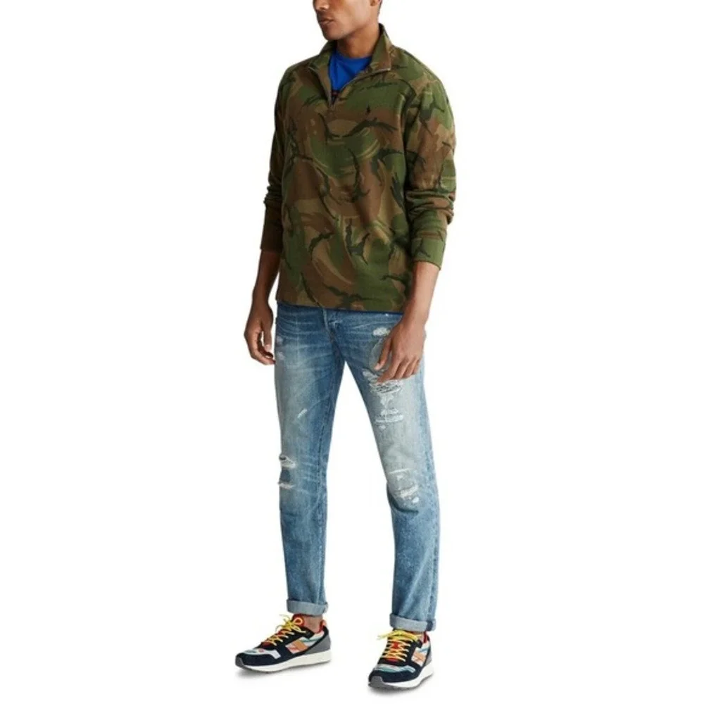 NEW Polo Ralph Lauren Men's Size S‎ Estate-Rib Quarter-Zip Pullover Camo Sweater